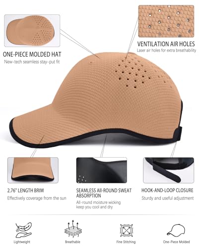ZOORON Uncrushable Baseball Cap, Seamless Hats with Breathable Air Holes - color: Khaki