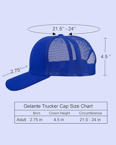 Gelante Mesh Trucker Hat Baseball Cap Structured Front Panel Wholesale LOT 12 Pack - color: Royal