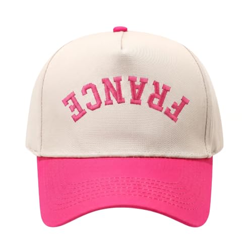 Upside Down Canada Baseball Cap, Embroidered Retro 5-Panel Snapback Hat for Men Women, Casual Streetwear Two-One Trucker Hat - color: France Rose Red
