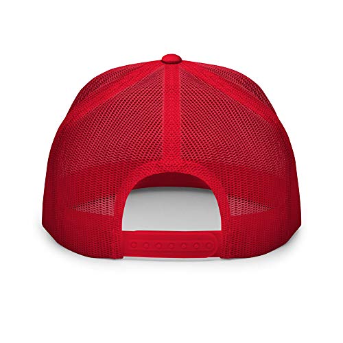 NX FDT Embroidered Flat Bill Trucker Hat High Crown Adjustable FDT Hat - color: Red/ White/ Red