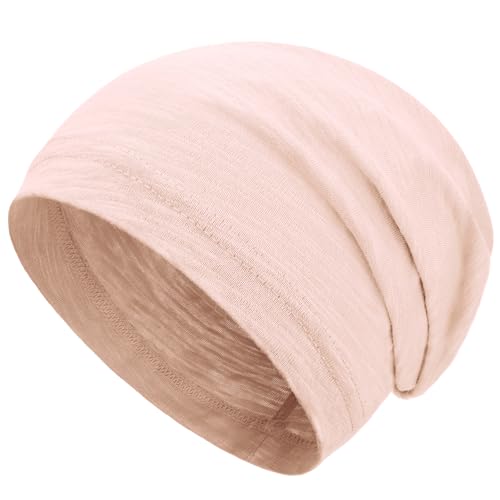 100% Cotton Summer Beanie for Men Women, Thin Soft Slouchy Beanies - color: 1pcs-pink, size: Medium