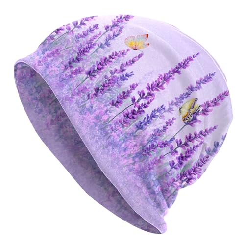 Slouchy Beanie Hat Skull Cap Chemo Headwear Baggy Hats for Men Women Running Cycling - color: Butterfly Flowers