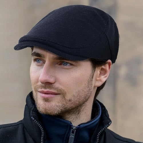 3Pcs Cotton Newsboy Hat for Men Cool Adjustable Flat Cap - color: Herring Bone-darkgrey+darknavy+brown