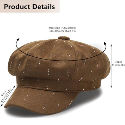 Newsboy Caps for Women Classic Beret Hats Autumn Winter Cap - color: D-brown
