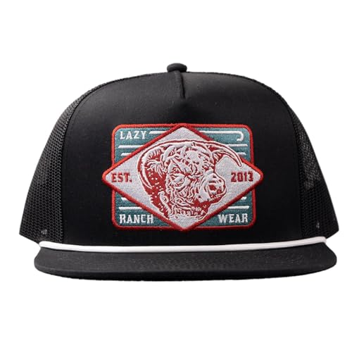 Lazy J Ranch Wear Classic Rope Trucker Hat In Black & Black Iron For Unisex Adult