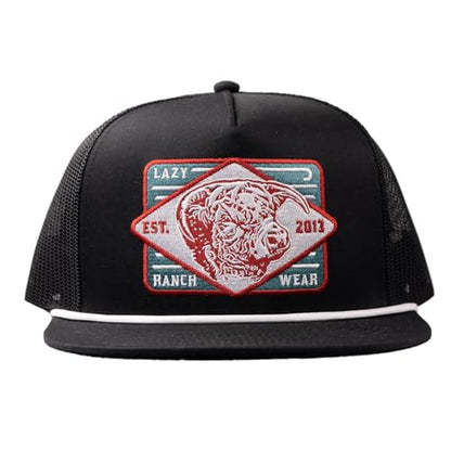 Lazy J Ranch Wear Classic Rope Trucker Hat In Black & Black Iron For Unisex Adult