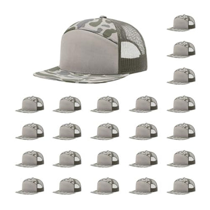 Richardson 168 Hi-Pro 7 Panel Adjustable Snapback Trucker Mesh Back Cap - color: Marsh Duck Camo/Loden