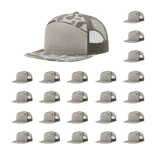 Richardson 168 Hi-Pro 7 Panel Adjustable Snapback Trucker Mesh Back Cap - color: Marsh Duck Camo/Loden