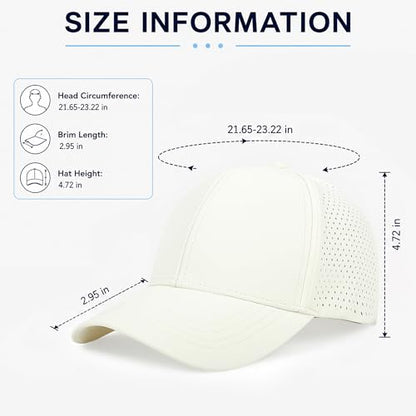 Quick Dry Baseball Cap Curved Brim Snapback Hat Mesh for Men Women - color: Offwhite