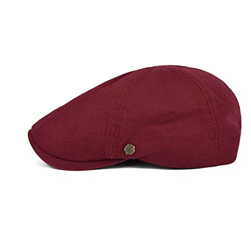 VOBOOM Cotton Flat Cabbie Hat Gatsby Ivy Irish Hunting Newsboy Cap - color: Burgundy