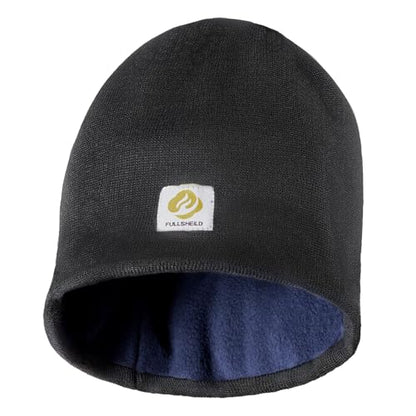 Fullsheild FR Double-Layer Thermal Knit Beanie Cap Warm Winter Flame Resistant Head Covering Welding Hat Black