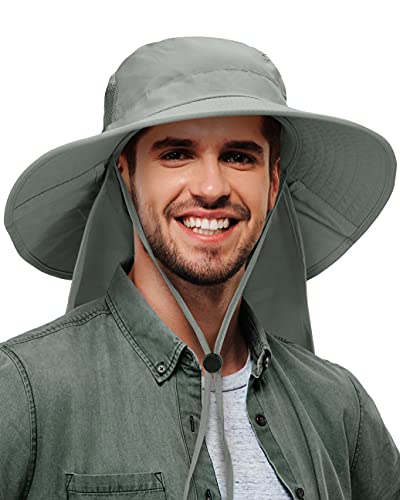 Tirrinia Neck Flap Fishing Safari Cap for Men - color: #1 Grey