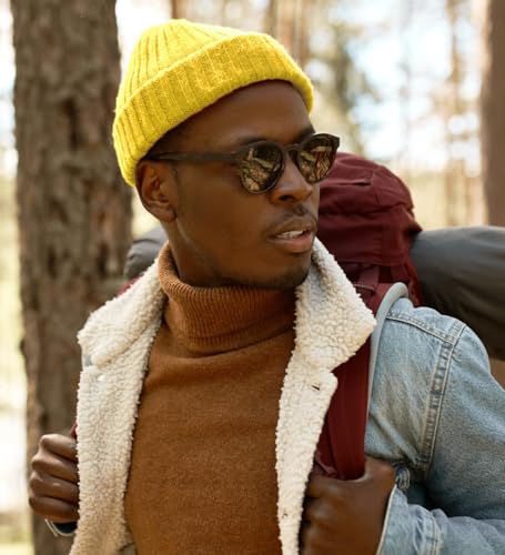Fisherman Short Beanie Leon Roll up Trawler Classic Skullcap Hipster Beanie Warm Winter Hats Acrylic Ribbed Knit Cuff Daily - color: 5. Yellow Fisherman Beanie