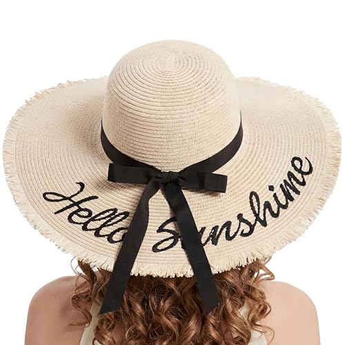Women’s Wide Brim Sun Hat UPF 50+ – Packable Beach Hat for Women - color: Beige