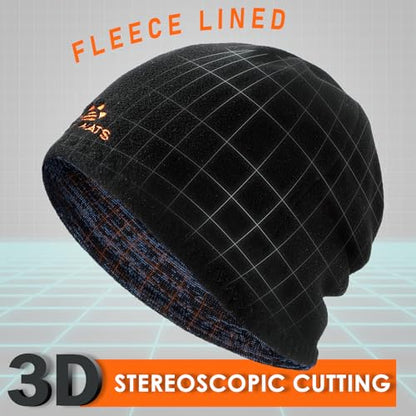 Lvaiz Winter Fleece Lined Beanie Hat for Men Women Reversible Skull Cap - color: Blue+black