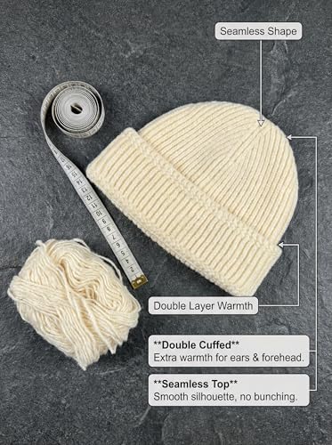 Beanie for Men Women Unisex Winter Hat Cuffed Thick Chunky Knitted Beanies Skull Cap - color: Beige