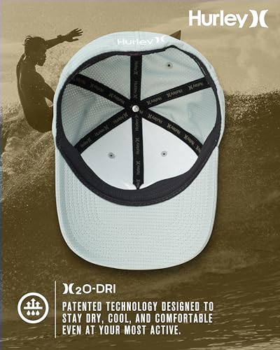 Hurley Mens Baseball Cap, H2O-Dri Stretch Fitted Hat with Curved Bill - color: Mystic Stone, size: Large-X-Large