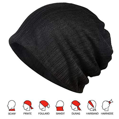 XYIYI Womens Chemo Headwear Hats Cotton Slouchy Beanie Cap Scarf - color: 3pcs Black+grey+coffee