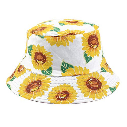 Umeepar Unisex Reversible Packable Bucket Hat Sun Hat for Men Women - color: Sunflowers White
