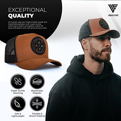 Urban Effort Trucker Hat for Men & Women, Mesh Back Baseball Cap, 5 Panel - color: Brown, style: Mesh Back