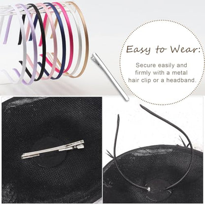 AQOKKA Women Fascinators Hats Flower Mesh Feathers Headband Clip - color: 1 Pc Feather Fascinators : Black