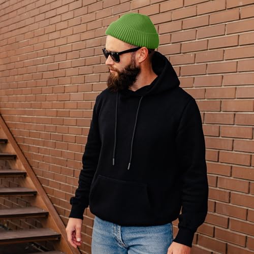 ROYBENS Swag Wool Knit Cuff Short Fisherman Beanie for Men Women Winter Hat - color: 1pcs-grass Green