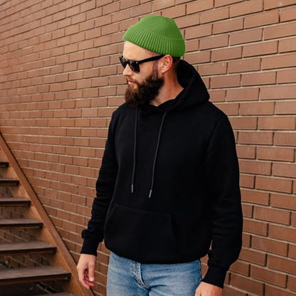ROYBENS Swag Wool Knit Cuff Short Fisherman Beanie for Men Women Winter Hat - color: 1pcs-grass Green