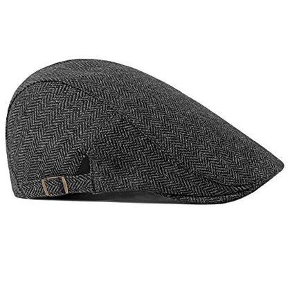 2 Pack Men's Cotton Flat Cap Ivy Gatsby Newsboy Hat - color: B