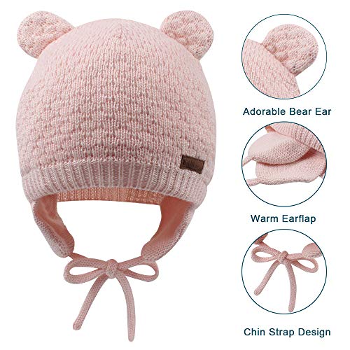 XIAOHAWANG Baby Hat Cute Bear Toddler Earflap Beanie Warm for Fall Winter - color: A-pink, size: 12-18 Months