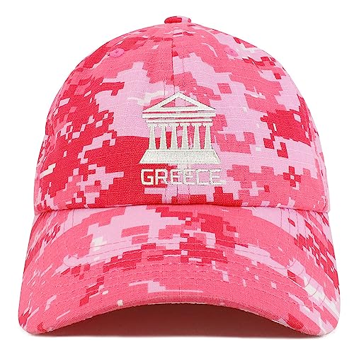 Trendy Apparel Shop Greece Embroidered Soft Crown 100% Brushed Cotton Cap - color: Pink Digital Camo