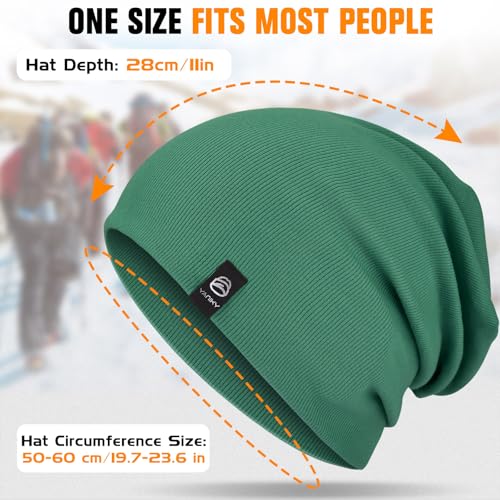 YANIKY Slouchy Beanie for Women, Mens Soft Cotton Beanie Hat, Double Layer Windproof Skull Cap for All Seasons - color: Dark Green