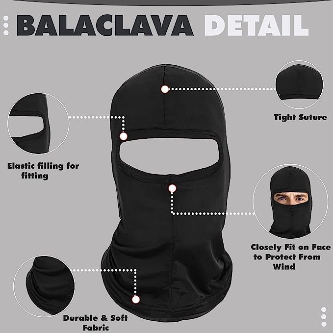 Silk Balaclava Face Mask Men - Breathable Under Helmet Wear Windproof Motorcycle Balaclava - color: Black - 2 Pack