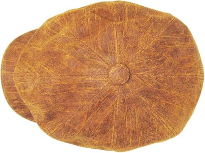 KBETHOS Leather Ascot Made in USA Ivy Collection Classic Newsboy Caps - color: (B) Leather - Light Brown, size: Small-Medium