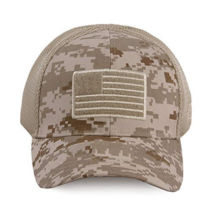 HIGHLAND TACTICAL - American Flag Soft Mesh Hat - color: Desert Digi Camo, size: One Size