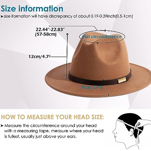 Fedora Hats for Men Wide Brim Panama Hat with Classic Belt - color: Khaki