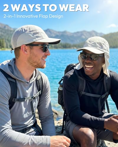 Mens Sun Hat with Breathable Mesh Sun Hats for Men Fishing Hat - color: Light Grey