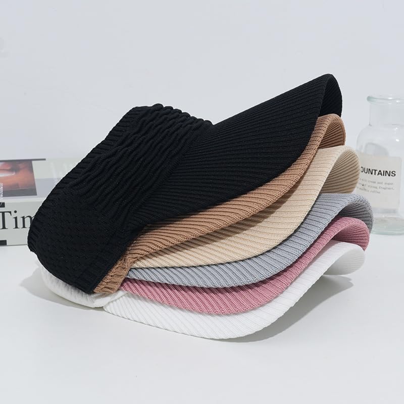 Sun Visor Hats, Wide Brim Sun Hats with UV Protection, Knitted Running Visors for Women - Ponytail Friendly, Quick Drying - color: 6pc-1
