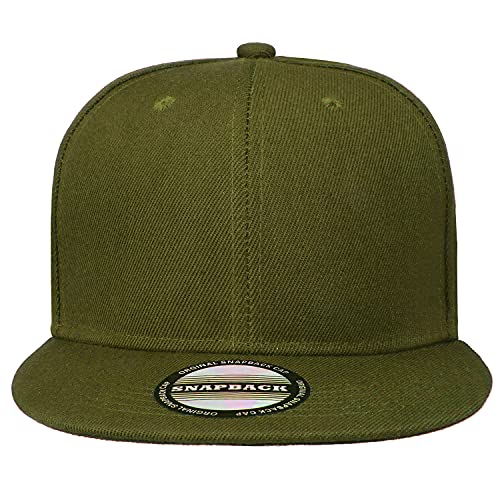 Falari Classic Snapback Hat, 2-Pack, Flat Bill, Adjustable Size, Hip Hop Style - color: Black & Army Green