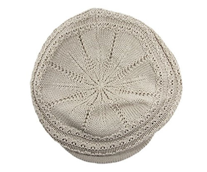 Knit Cable Slinky Newsboy Hat - color: Beige