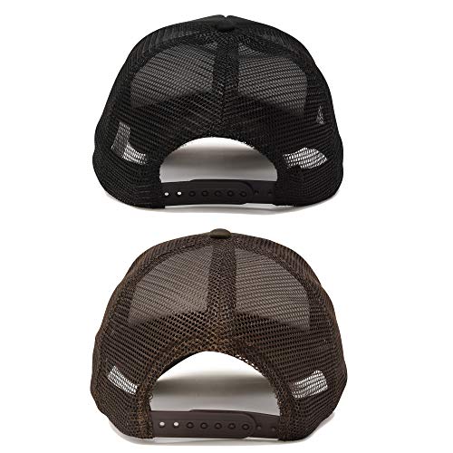 DALIX Solid Blank Trucker Hats Caps 2 Pack - color: Black and Brown