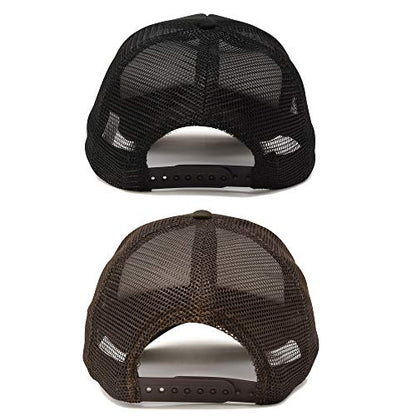 DALIX Solid Blank Trucker Hats Caps 2 Pack - color: Black and Brown
