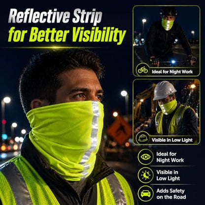 SATINIOR 4 Pcs Neck Gaiter Face Mask for Men, High Vis - color: Yellow