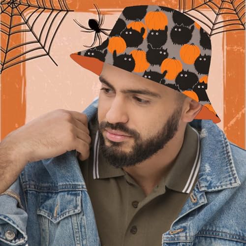 Bucket Hat for Men Women Funny Holiday Fishing Hat Cute Fisherman Cap - color: H-pumpkin