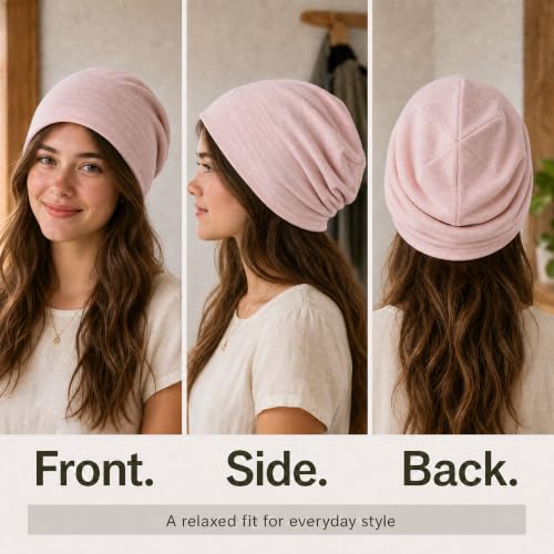 vidsel 100% Cotton Slouchy Beanie, Lightweight Summer Hats for Women Men - color: 1pc Pink, size: Large