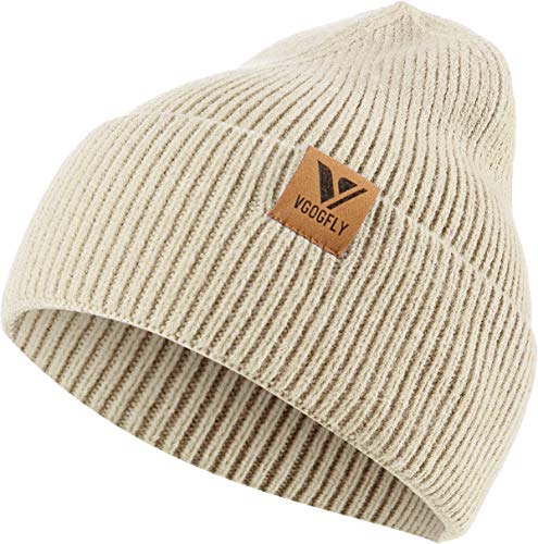 Vgogfly Beanie Men Slouchy Knit Skull Cap Warm Stocking Hats Guys Women Striped Winter Beanie Hat Cuffed Plain Hat - color: Z-beige