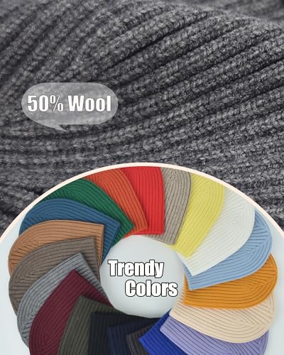 ROYBENS Wool Beanie for Men Women, Seamless Knit Warm Winter Hat Skull Caps - color: 1pcs-gray