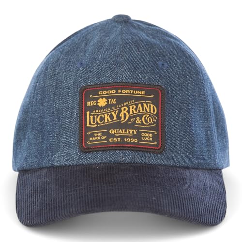 Lucky Brand Classic Cotton Adjustable | Dad Hat | Baseball Cap | Golf | Fishing | Low Profile | 5 Panel Design - color: Vintage Denim - Navy