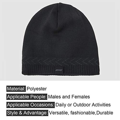 Mens Winter Warm Knitting Hats Plain Skull Beanie Cuff Toboggan Knit Cap - color: Grey