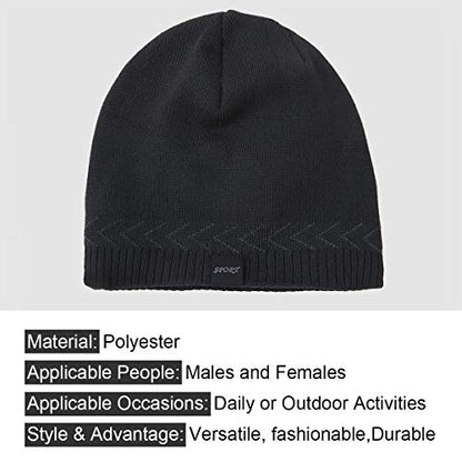 Mens Winter Warm Knitting Hats Plain Skull Beanie Cuff Toboggan Knit Cap - color: Grey
