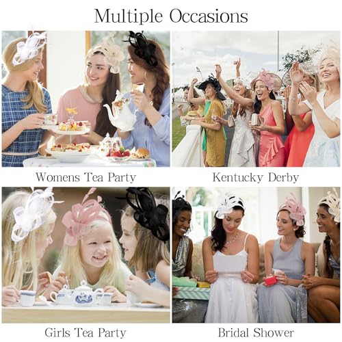Fascinators Hats for Women, Fascinator Headband Tea Party Hat - color: Pink